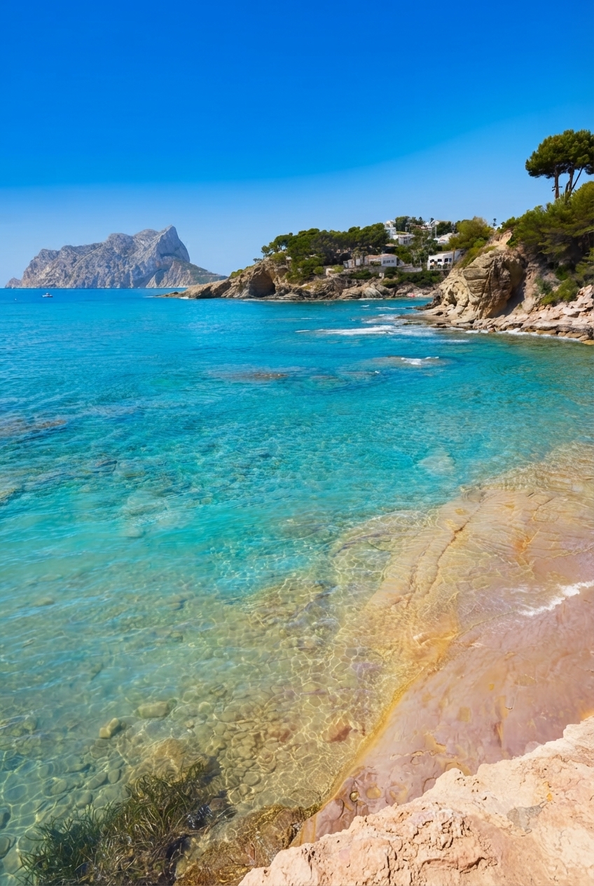 Turquoise bay and the Peñón de Ifach from the rocks
